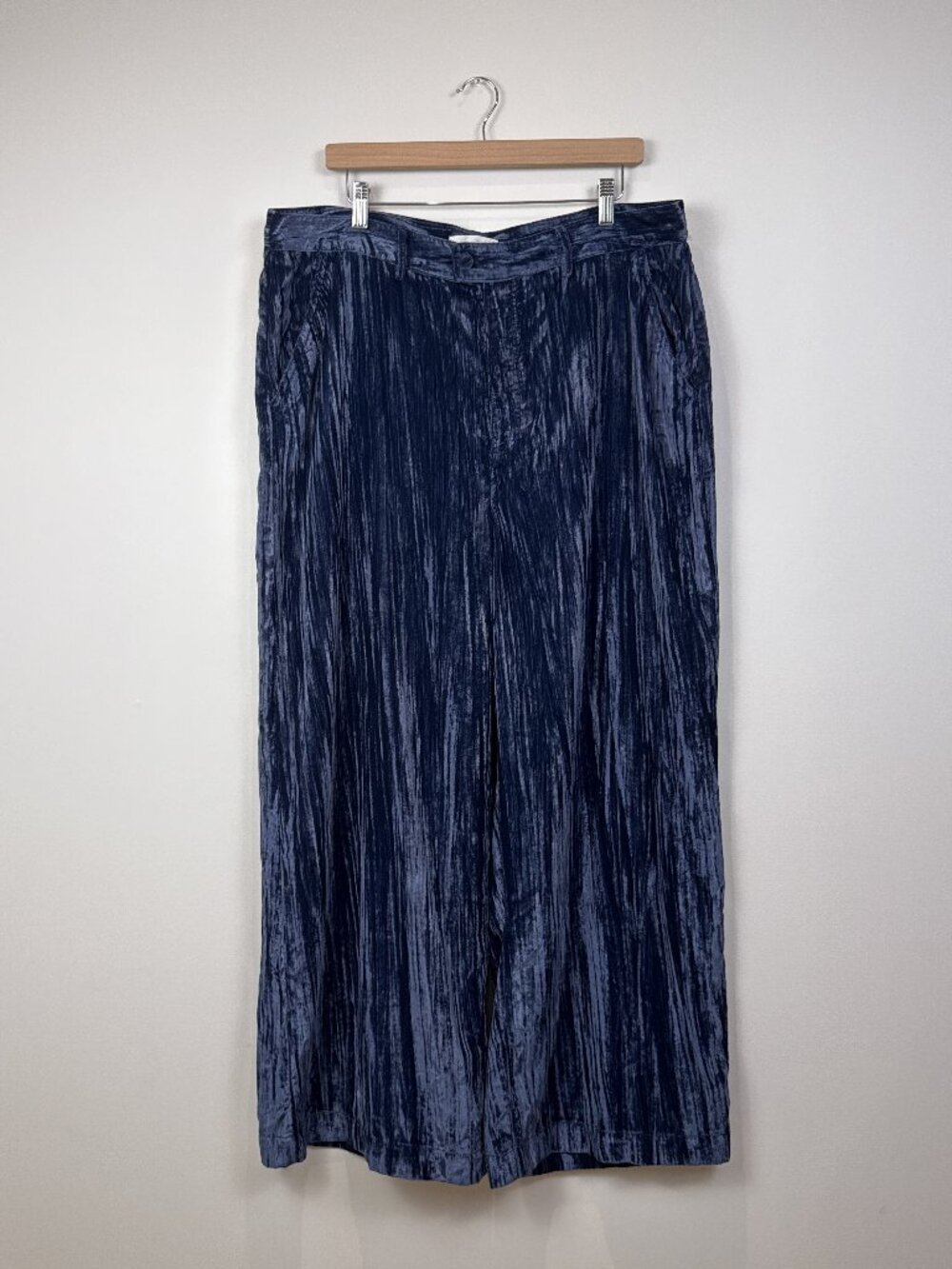 Treasure & Bond Nordstrom Womens Navy Velvet Wide Leg Trousers Pants Plus Size18